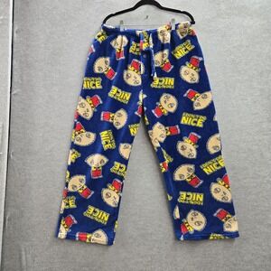 Family Guy Men Sleepwear LARGE Blue Graphic Sweatpants Fleece Stewie Griffin